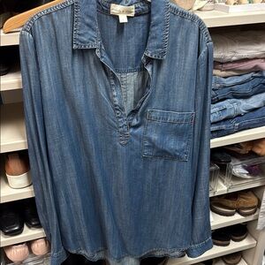 Blue Chambray cloth & stone Denim Long Sleeve Shirt